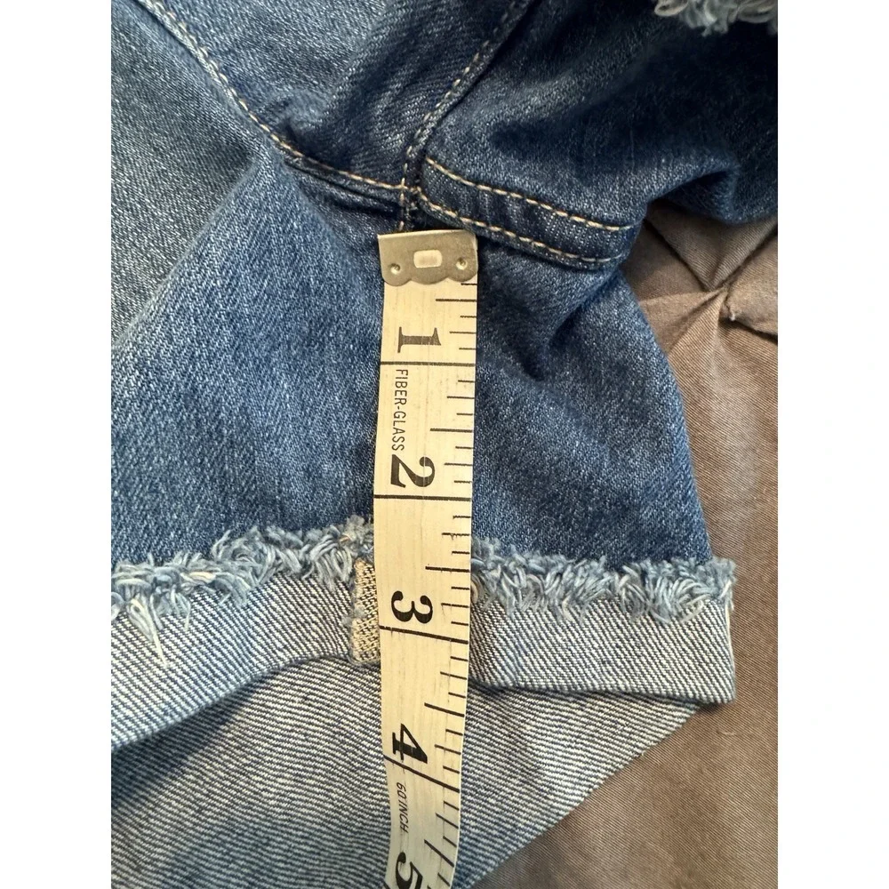 Children's Place Blue Denim Overall Distressed Shorts Girls Size 12 Shortalls
